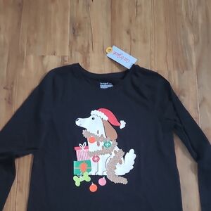 Cat & Jack Black Holiday Dog Long Sleeve Tee